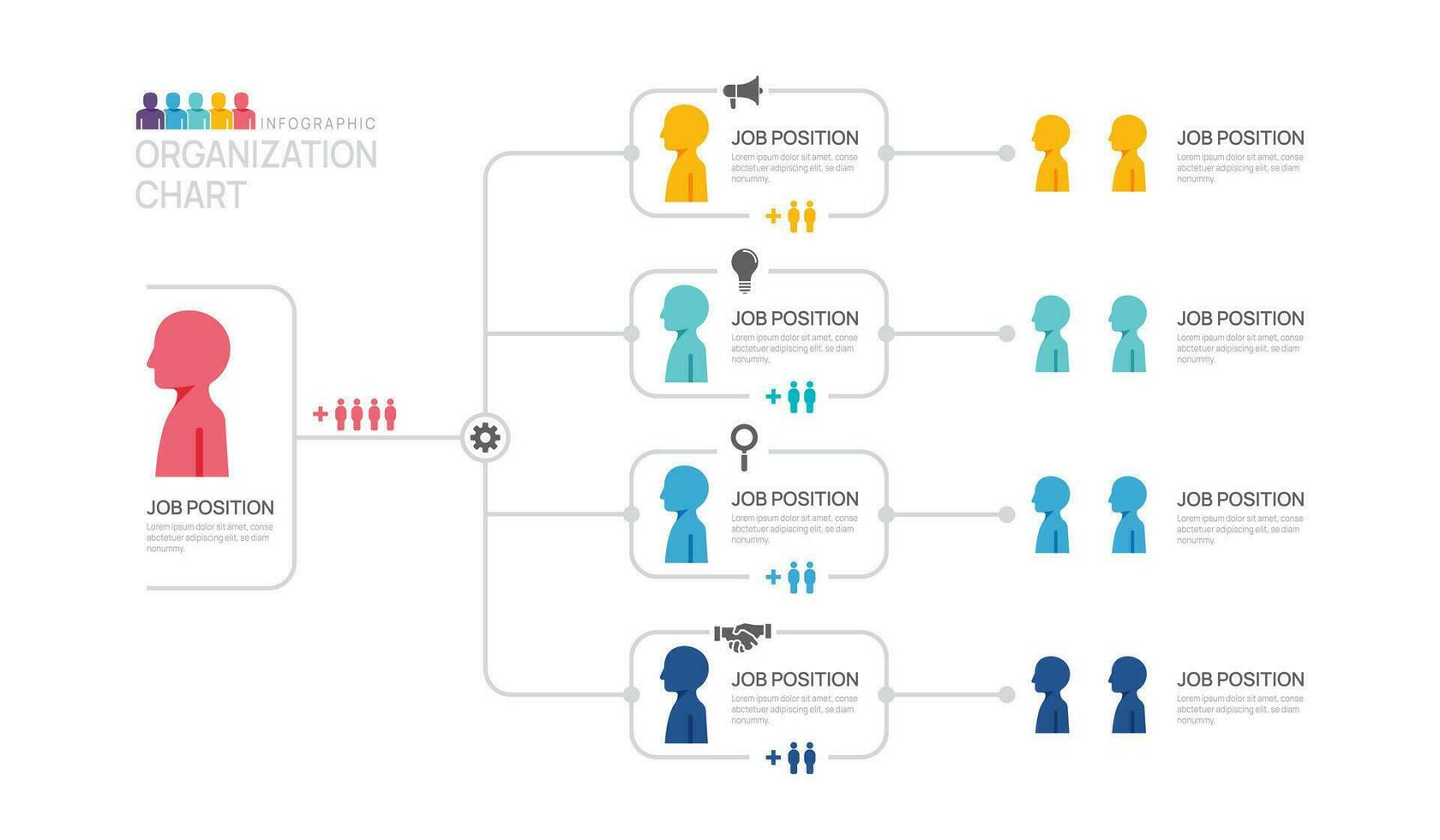 infographic sjabloon voor organisatie tabel met bedrijf avatar pictogrammen. vector infographic voor bedrijf.