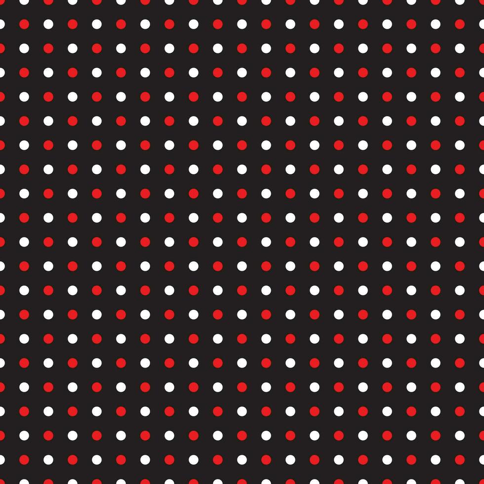 rood en wit polka dots Aan zwart achtergrond, naadloos patroon punt cirkel afdrukken voor textiel, mode, plakboek papier, behang. vector