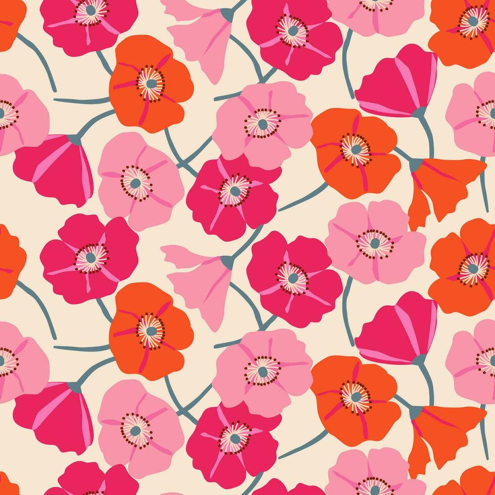 hand- getrokken bloemen, naadloos patronen met bloemen voor kleding stof, textiel, kleding, omhulsel papier, omslag, banier, interieur decor, abstract achtergronden. vector