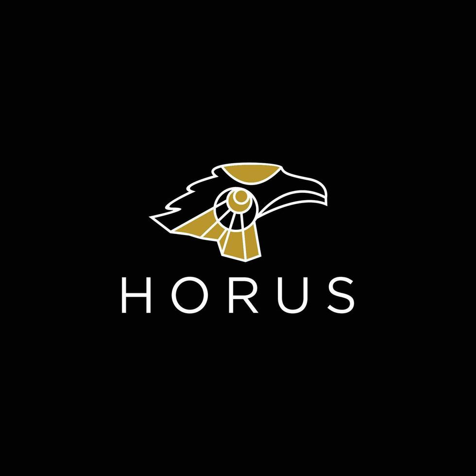 horus Egyptische god logo pictogram ontwerpsjabloon. elegante luxe gouden platte vector
