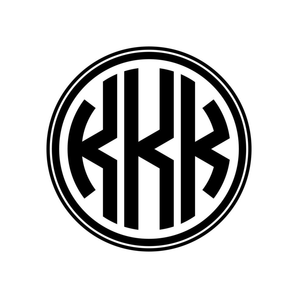 monogram cirkel logo lint stijl ontwerp sjabloon. kkk eerste brief. vector