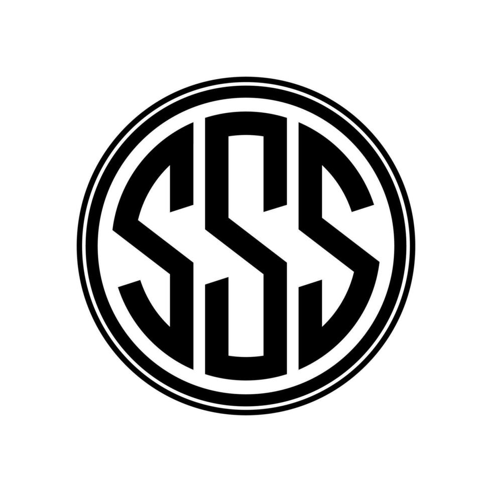 monogram cirkel logo lint stijl ontwerp sjabloon. sss eerste brief. vector