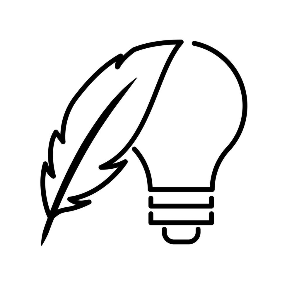 veer pen met lamp voor creatief auteur of auteur icoon dun lijn vector