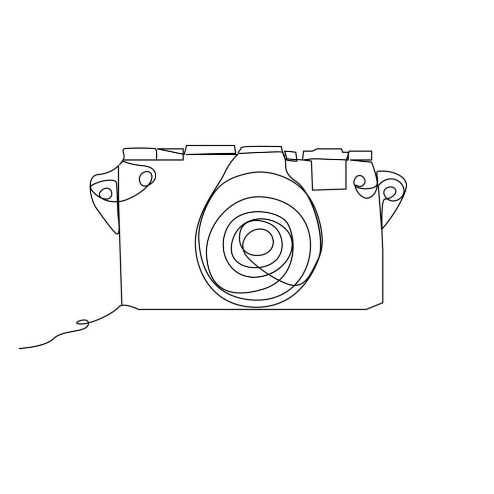 een lijn doorlopend camera schets vector kunst tekening