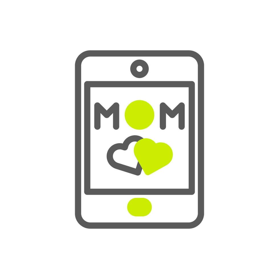 telefoon mam icoon duotoon grijs levendig groen kleur moeder dag symbool illustratie. vector