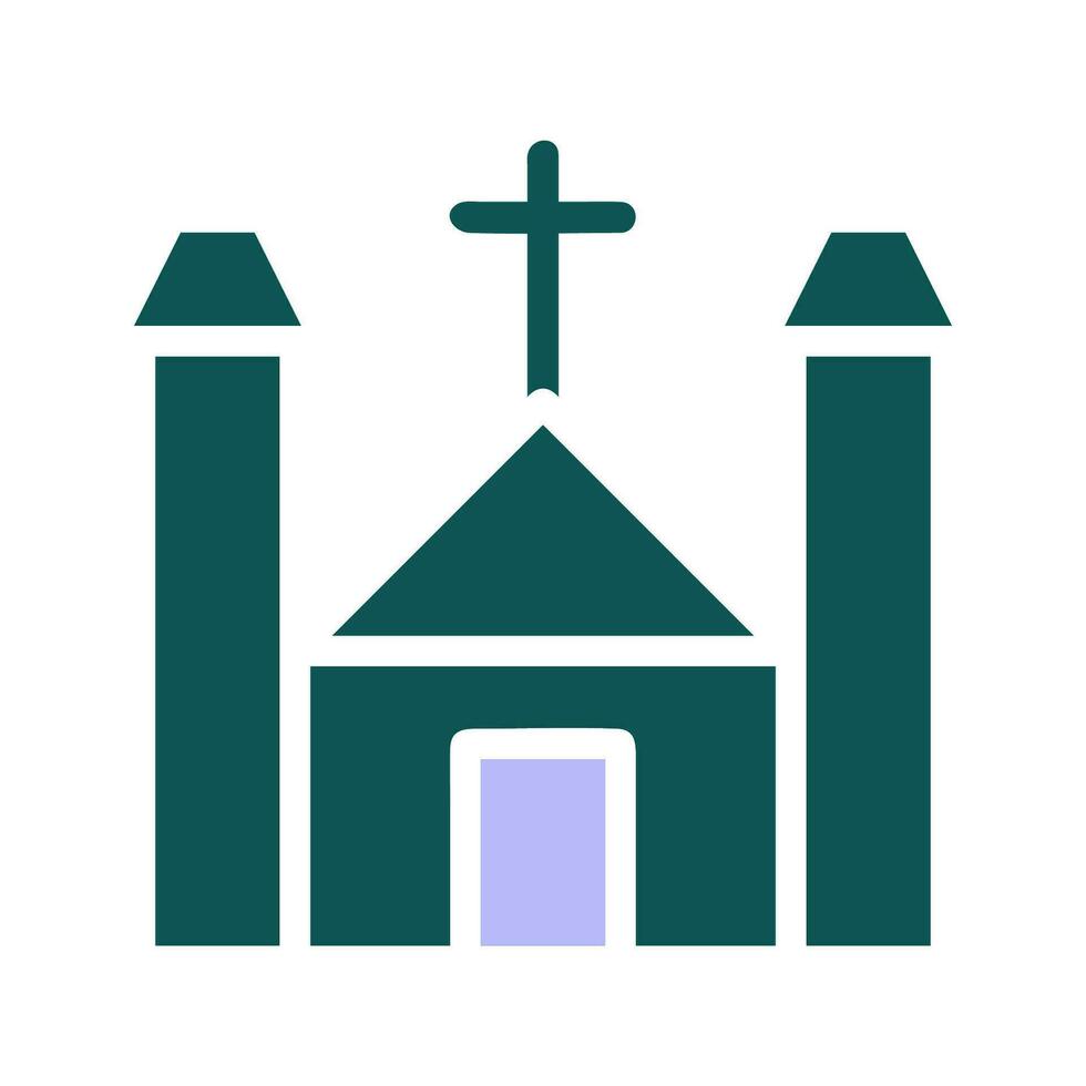 kathedraal icoon solide groen Purper kleur Pasen symbool illustratie. vector