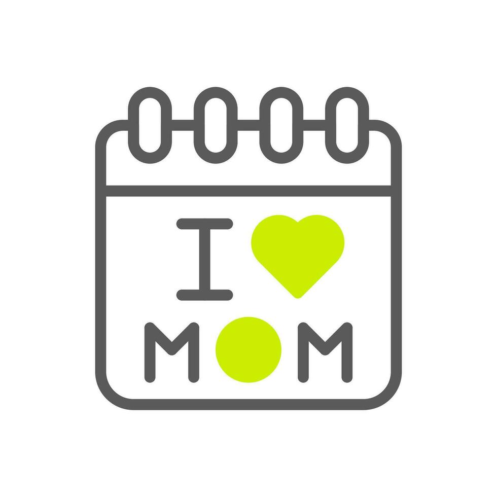kalender mam icoon duotoon grijs levendig groen kleur moeder dag symbool illustratie. vector