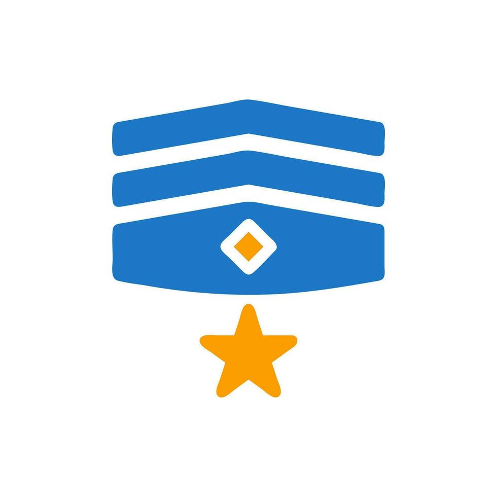 insigne icoon solide blauw oranje kleur leger symbool perfect. vector