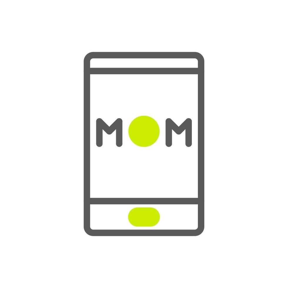 telefoon mam icoon duotoon grijs levendig groen kleur moeder dag symbool illustratie. vector