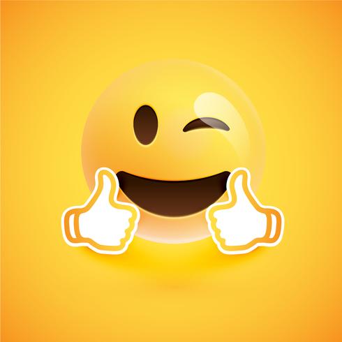 Emoticon met omhoog duimen, vectorillustratie vector