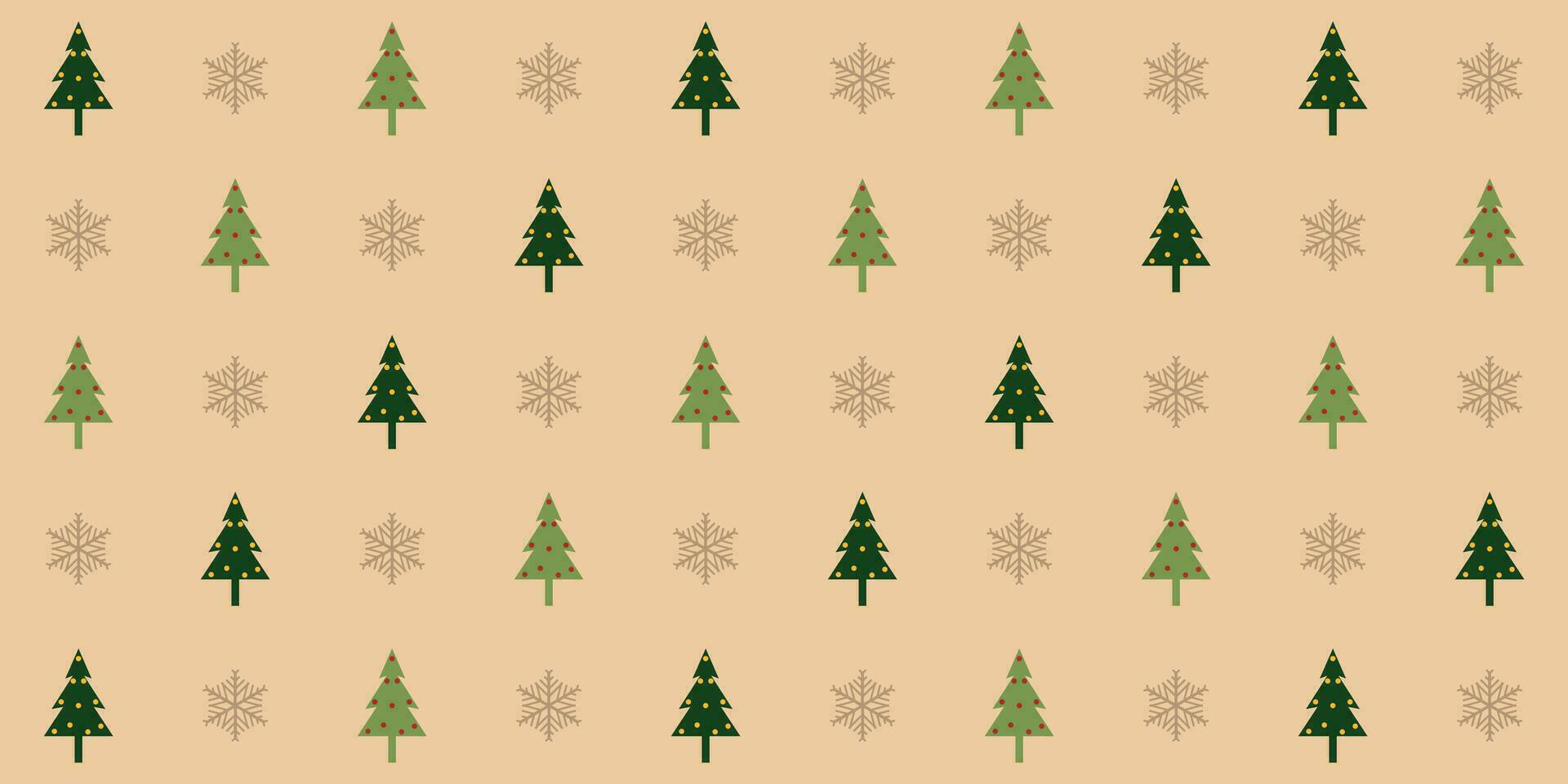 Kerstmis boom en sneeuwvlok vector naadloos patroon. Kerstmis achtergrond vector illustratie. herhaald achtergrond voor omhulsel papier, textiel, kleding stof, banier, poster.