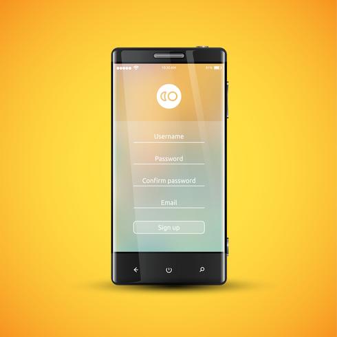Eenvoudig en kleurrijk UI-oppervlak voor smartphones - Login-scherm, vectorillustratie vector