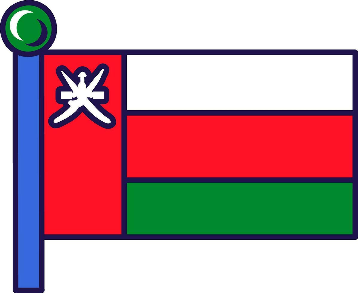 Oman land nationaal vlag Aan vlaggenmast vector