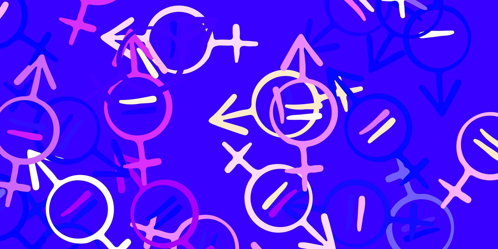 lichtroze, blauw vectorpatroon met feminismeelementen. vector