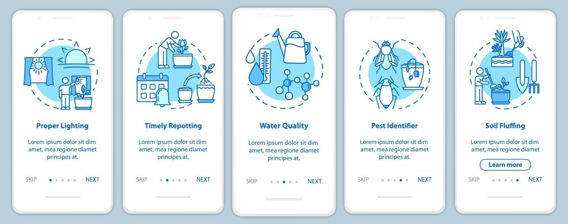 planten hebben betrekking op het onboarding-paginascherm van de mobiele app met concepten vector