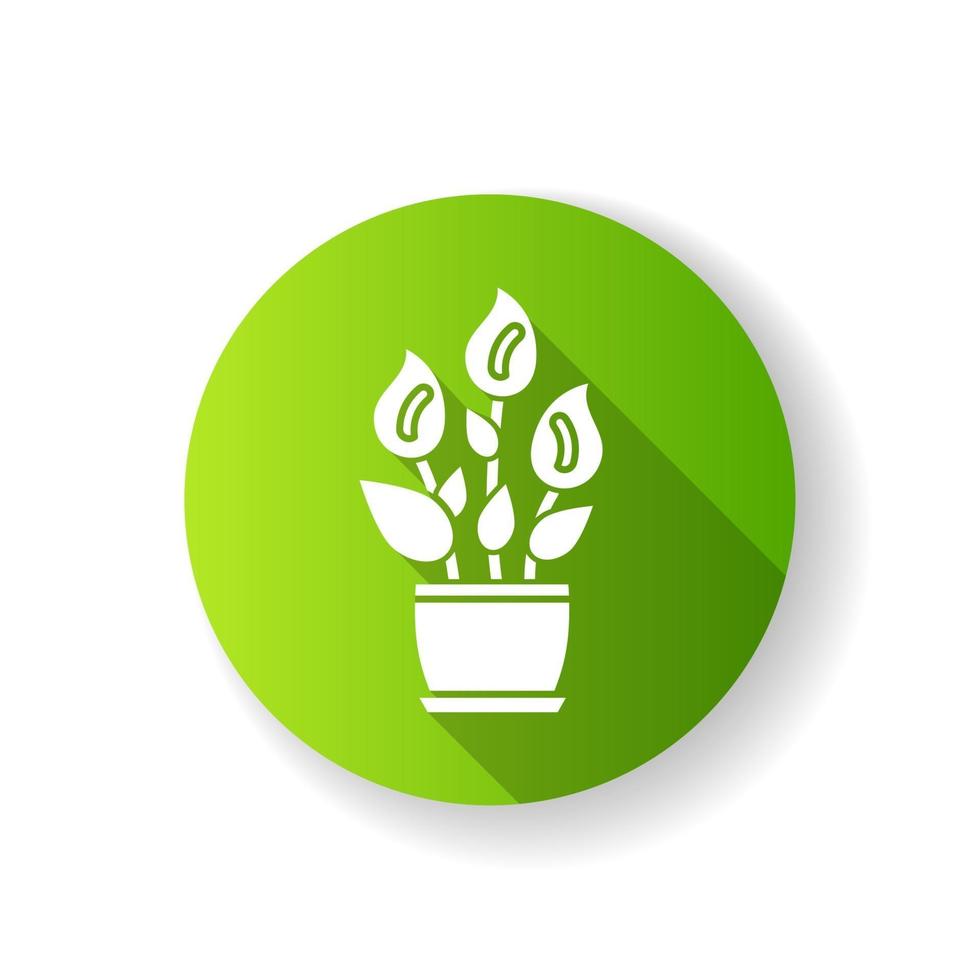 vrede lelie groen plat ontwerp lange schaduw glyph icon vector