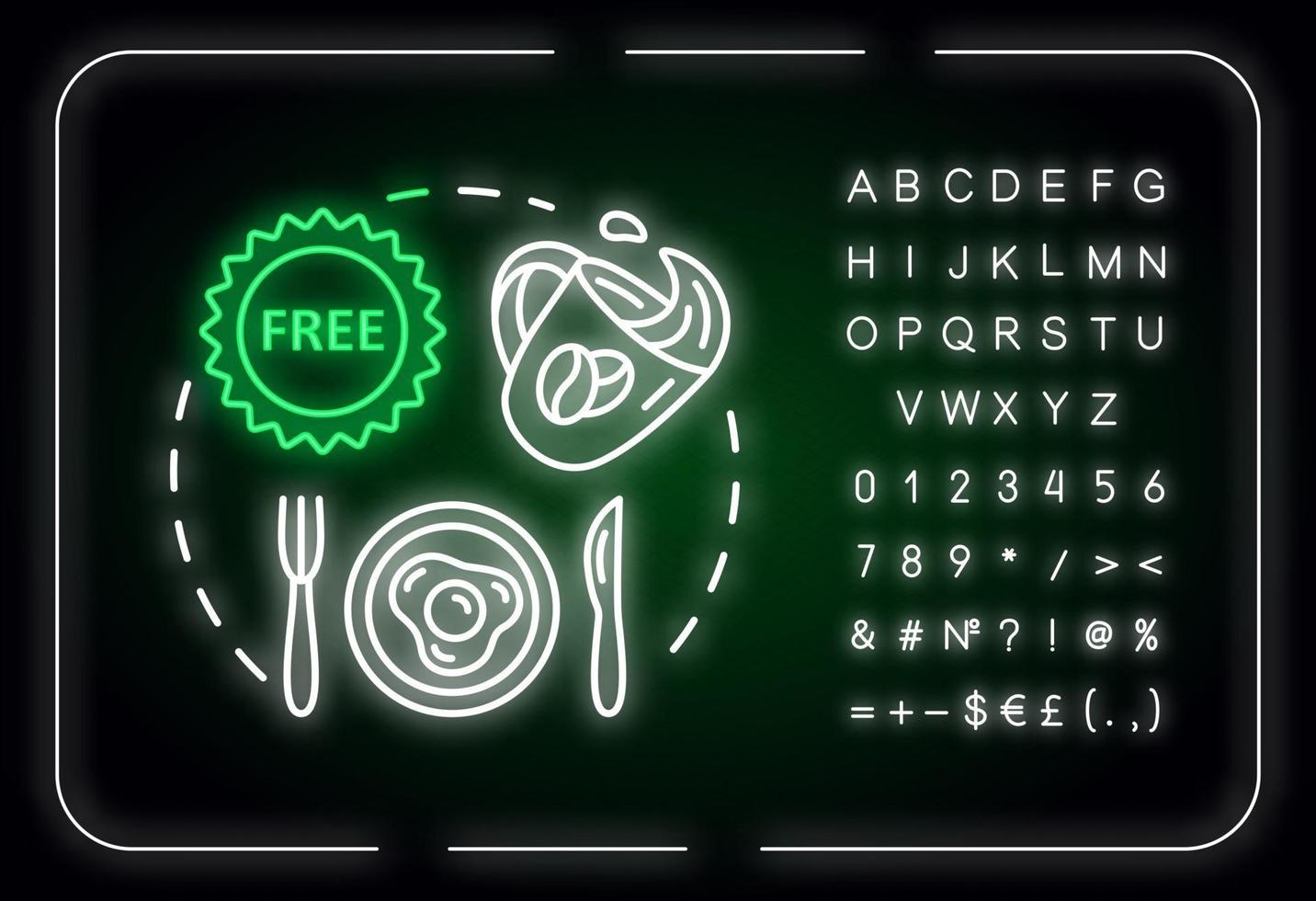 gebruik gratis ontbijt neonlicht concept icoon vector
