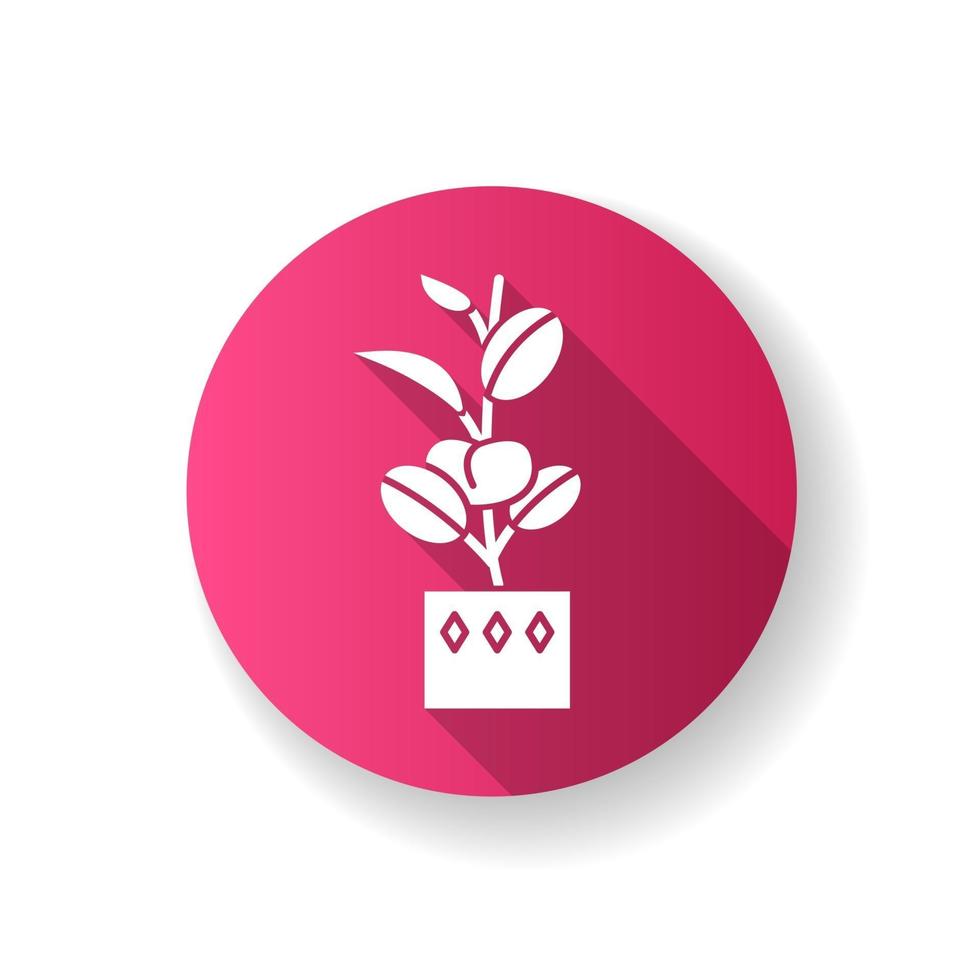 ficus elastica roze plat ontwerp lange schaduw glyph icon vector