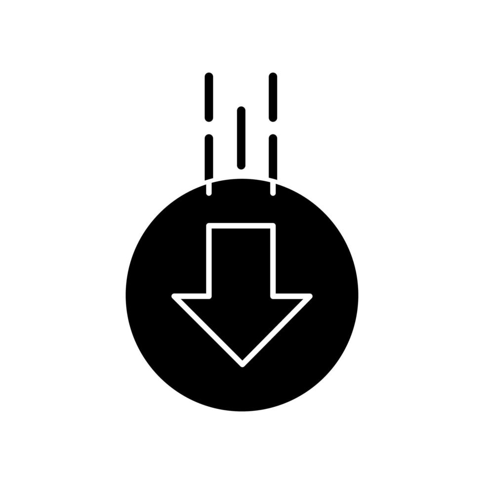 pijl-omlaag in cirkel zwart glyph-pictogram vector