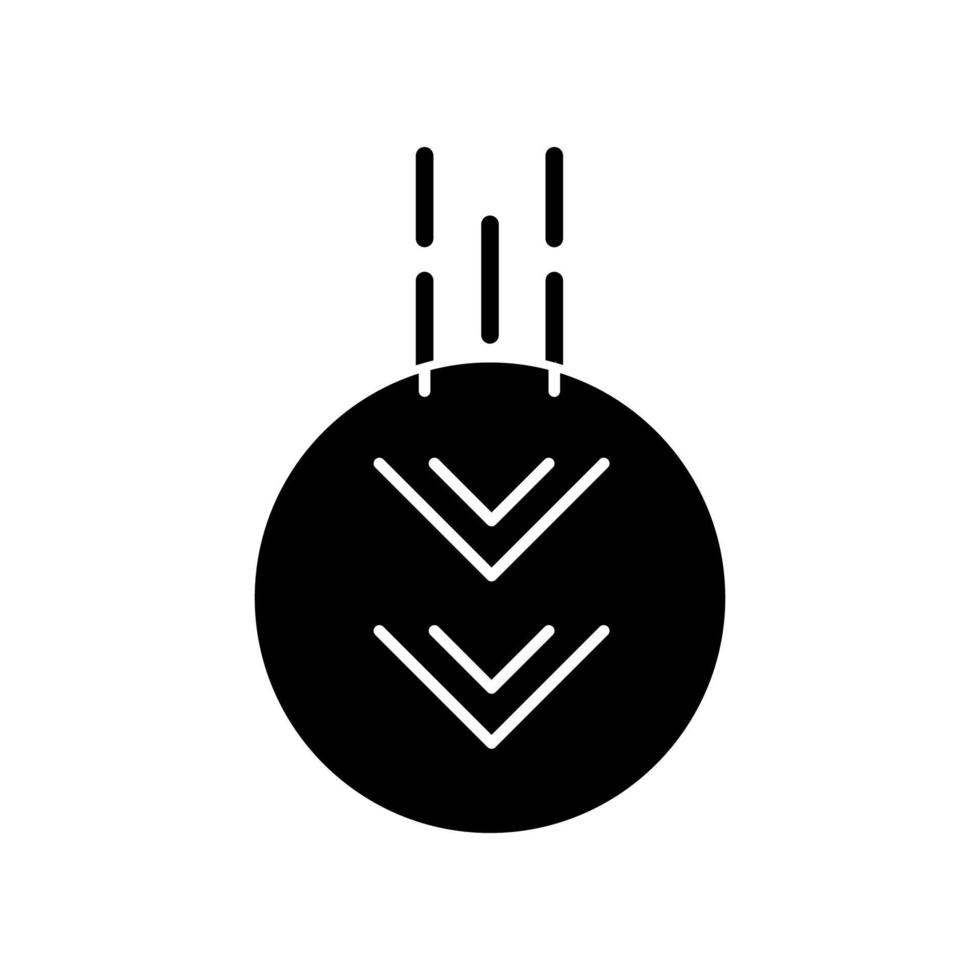 pijl naar beneden in cirkel zwart glyph-pictogram vector