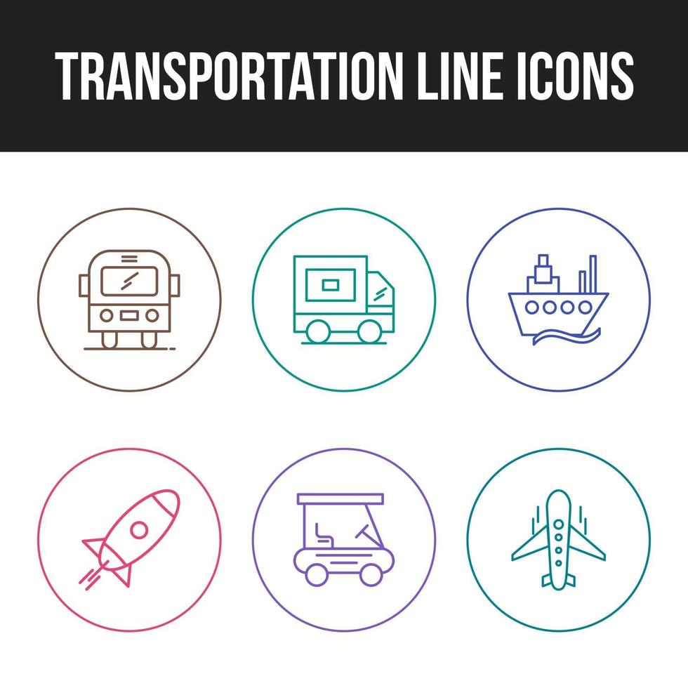 transport icon set van unieke lijn iconen vector