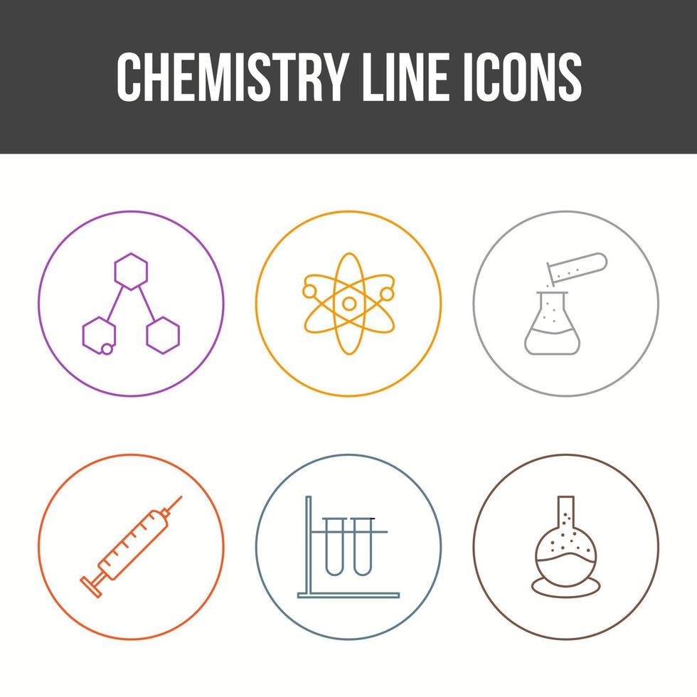 unieke chemie lijn vector icon set