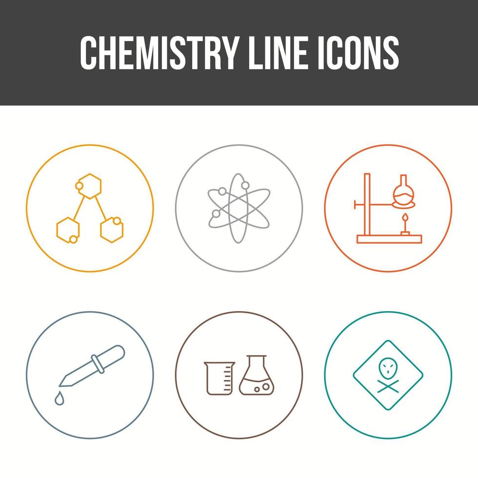 unieke chemie lijn vector icon set