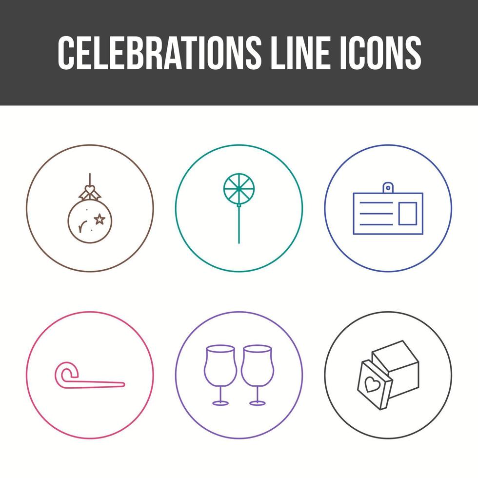 unieke viering lijn vector icon set