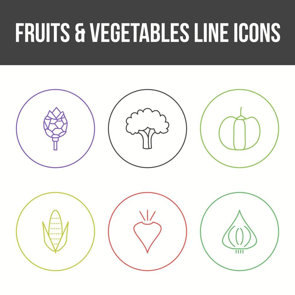 unieke fruit en groente vector icon set