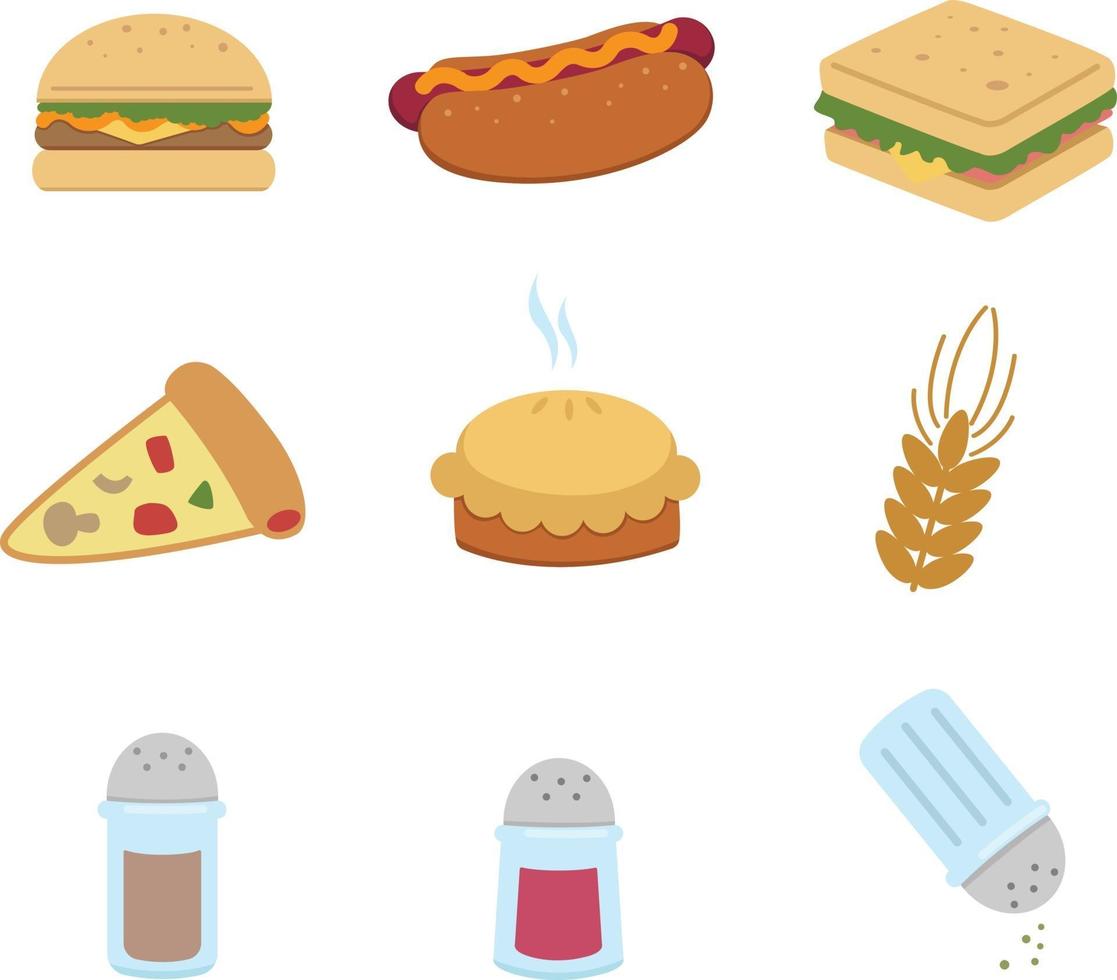 fastfood iconen set vector