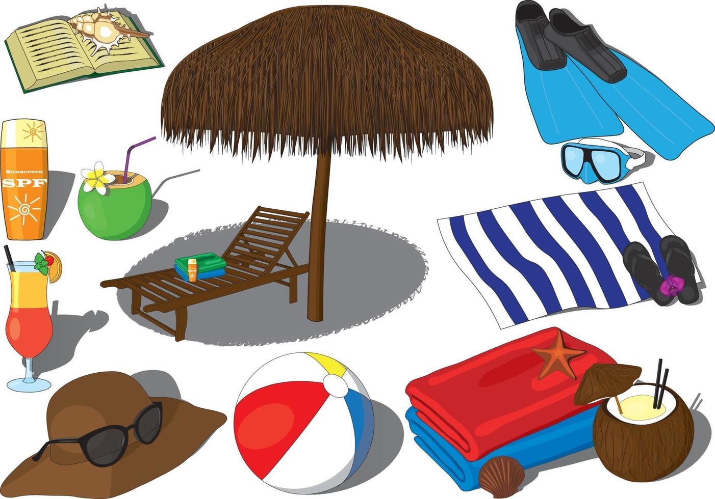 strand recreatie vector illustratie set