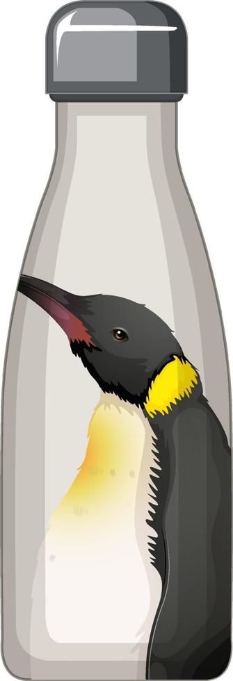 een witte thermosfles met pinguïnpatroon vector