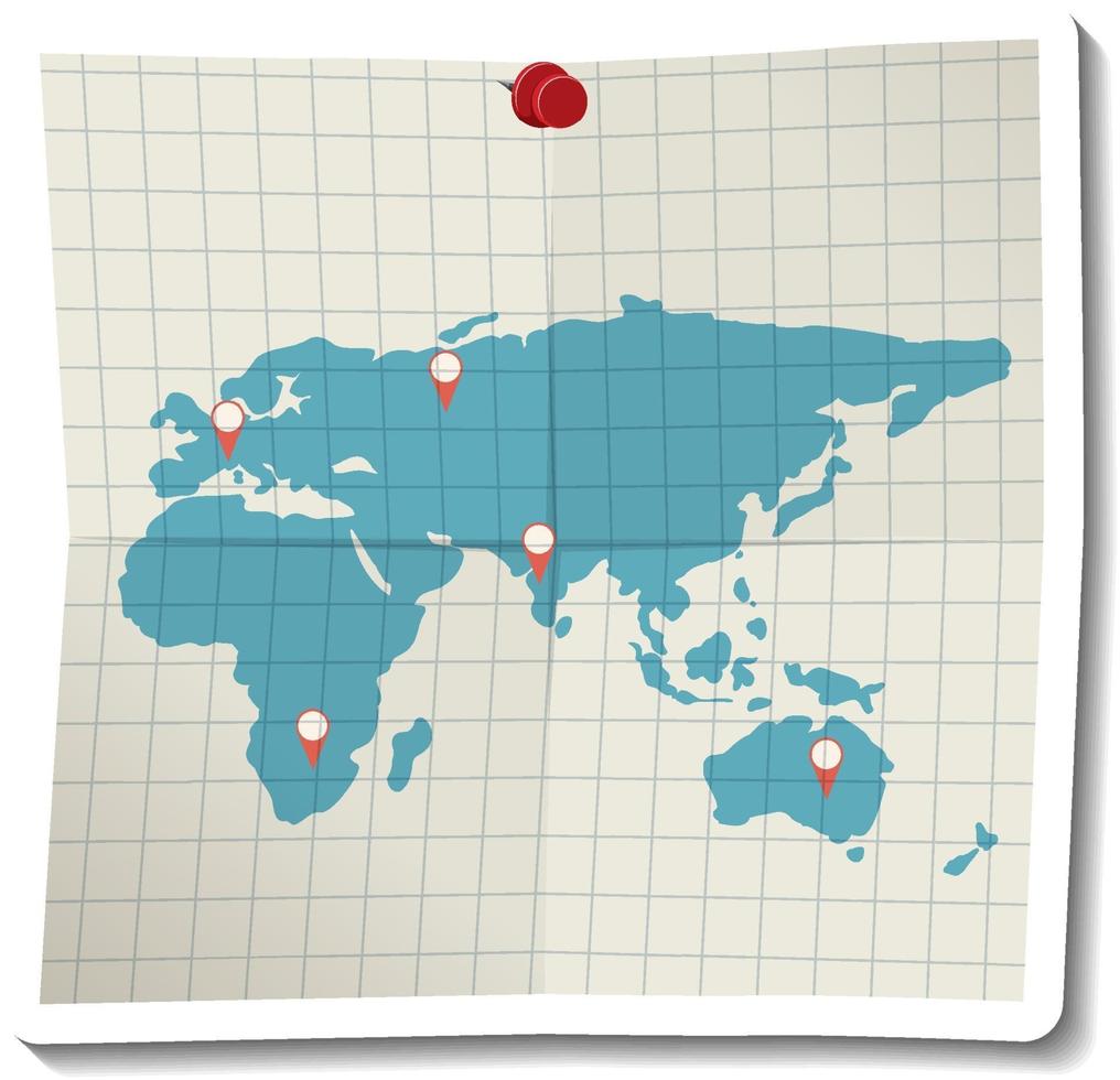 gevouwen papieren wereldkaart vector