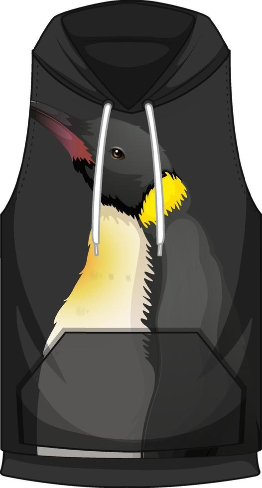 voorkant van hoodie mouwloos met pinguïnpatroon vector