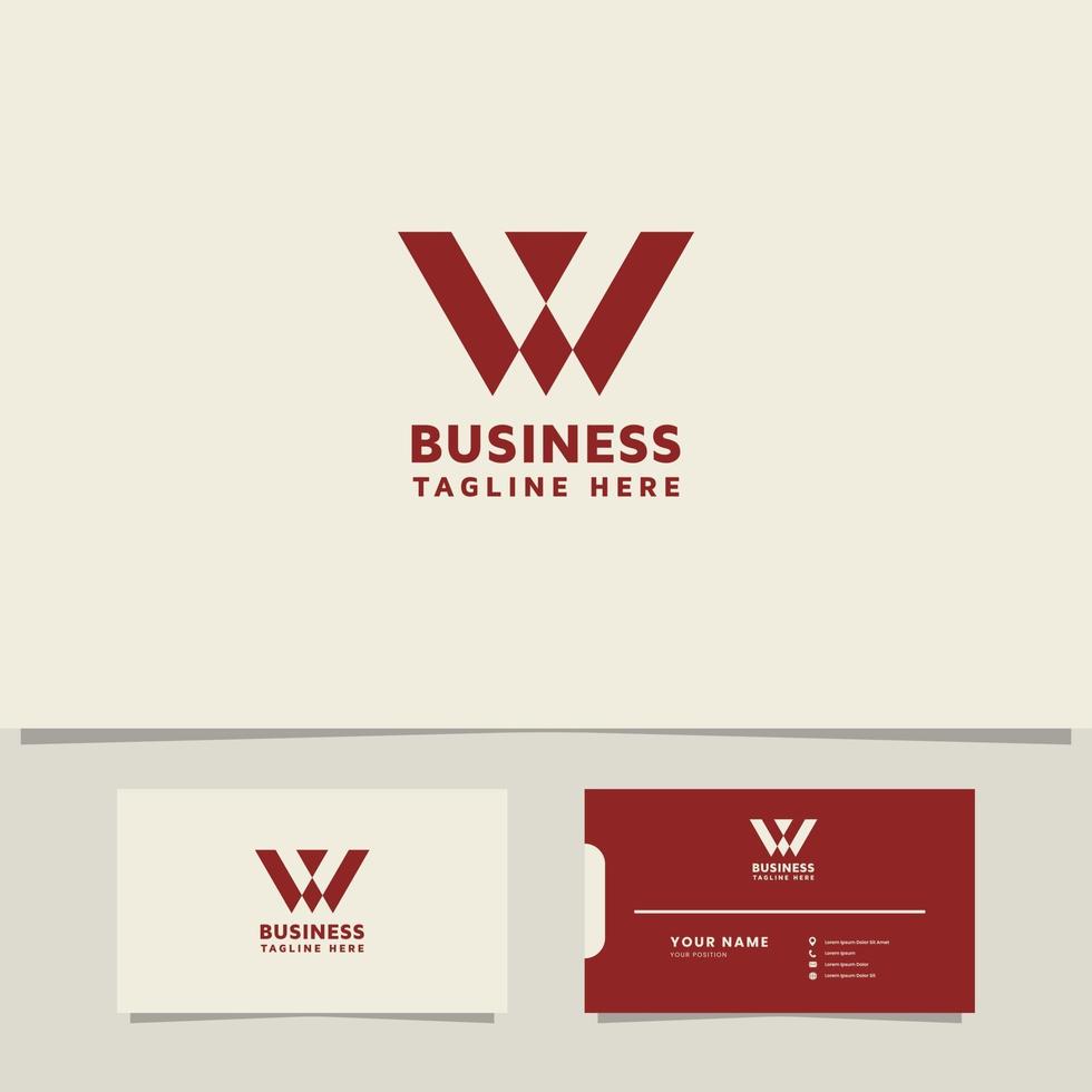 eenvoudig en minimalistisch geometrisch letter w-logo met visitekaartje vector