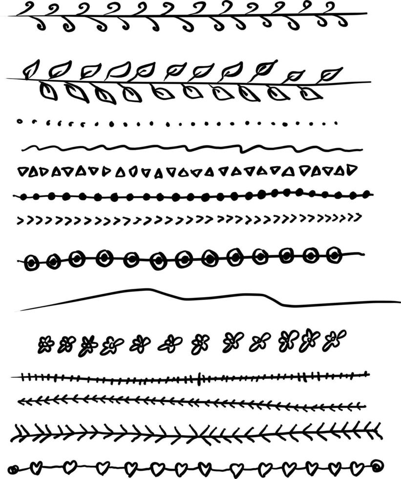 scheidingslijnen en randen vector illustratie schets handgetekende