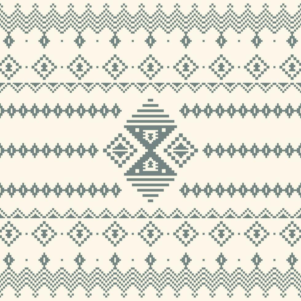 aztec en inheems Mexicaans tribal motief. naadloos etnisch patroon. volk meetkundig pixel stijl. sjabloon afdrukken ontwerp voor kleding stof, textiel, kleding, tapijt, ikat, batik, borduurwerk. vector