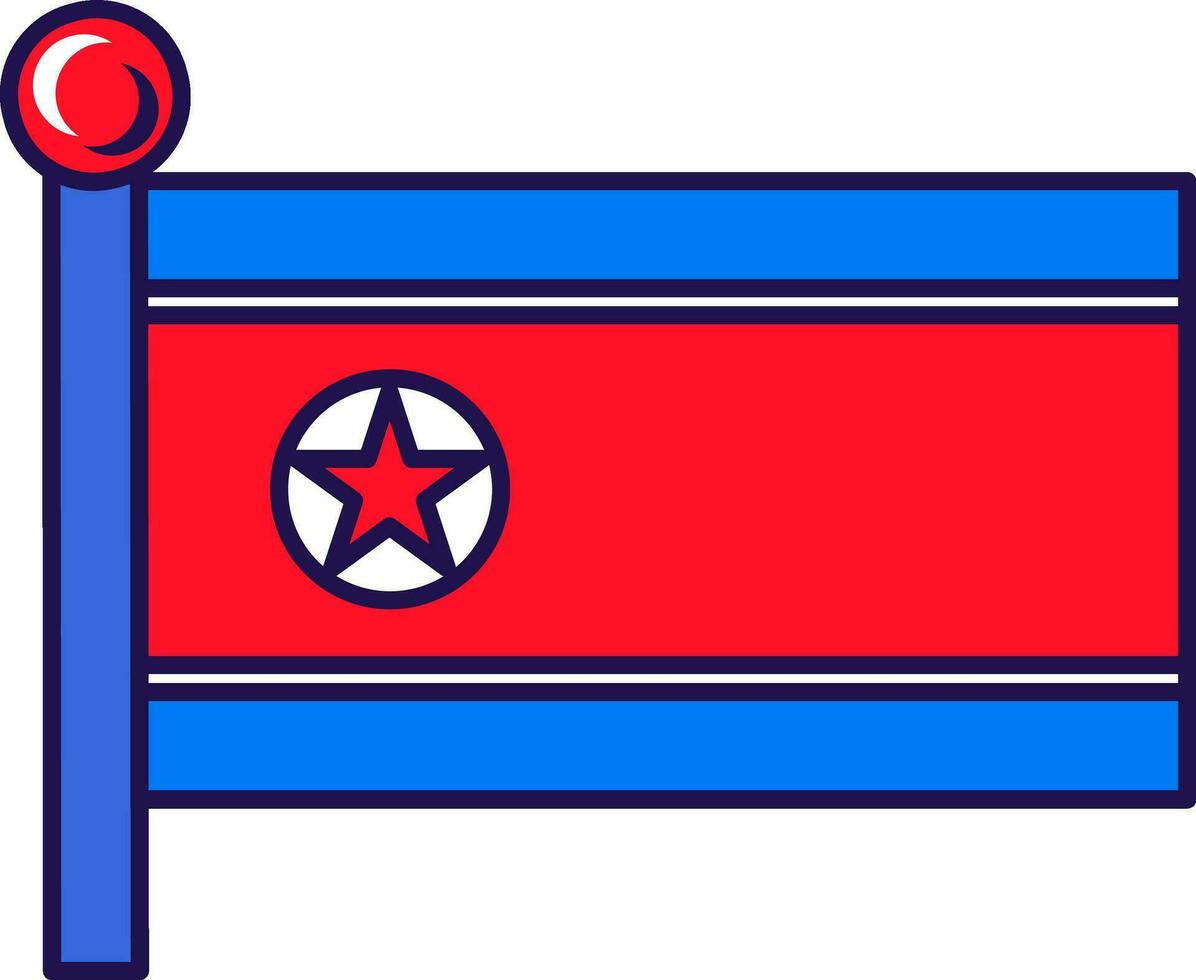 noorden Korea land natie vlag Aan vlaggenmast vector