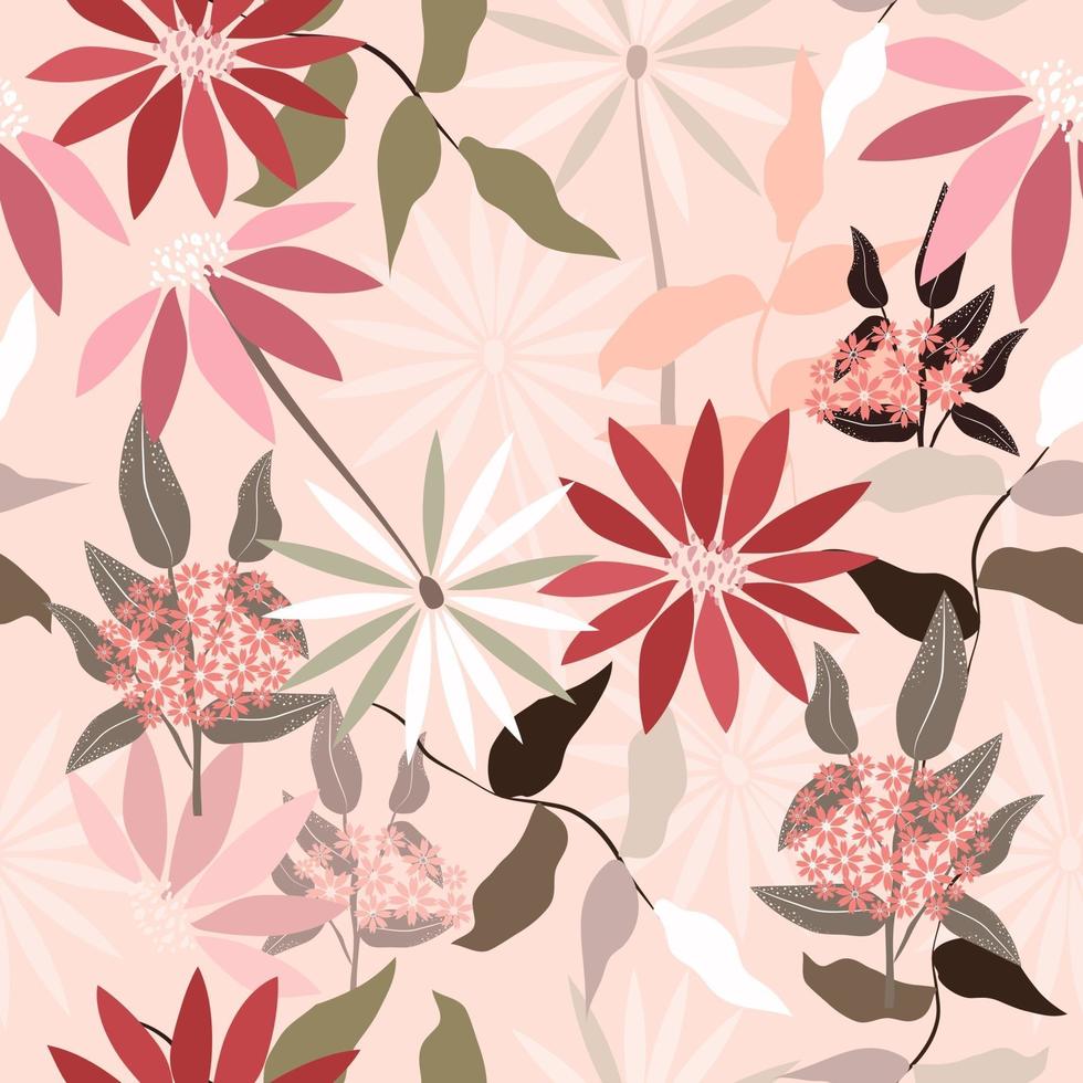 abstracte romantische bloemen oppervlaktepatroon naadloze achtergrond vector
