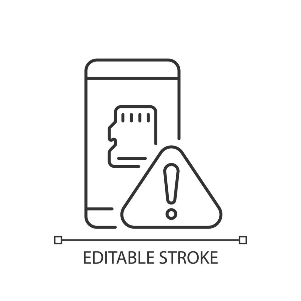 micro sd-kaart werkt niet lineair pictogram vector