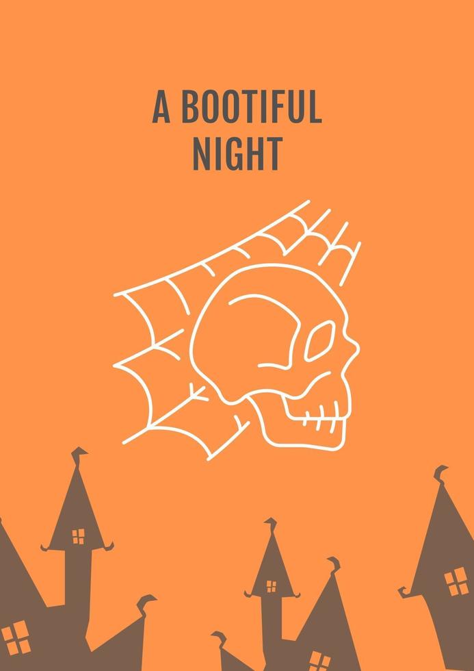 halloween horror nacht ansichtkaart met lineaire glyph icon vector