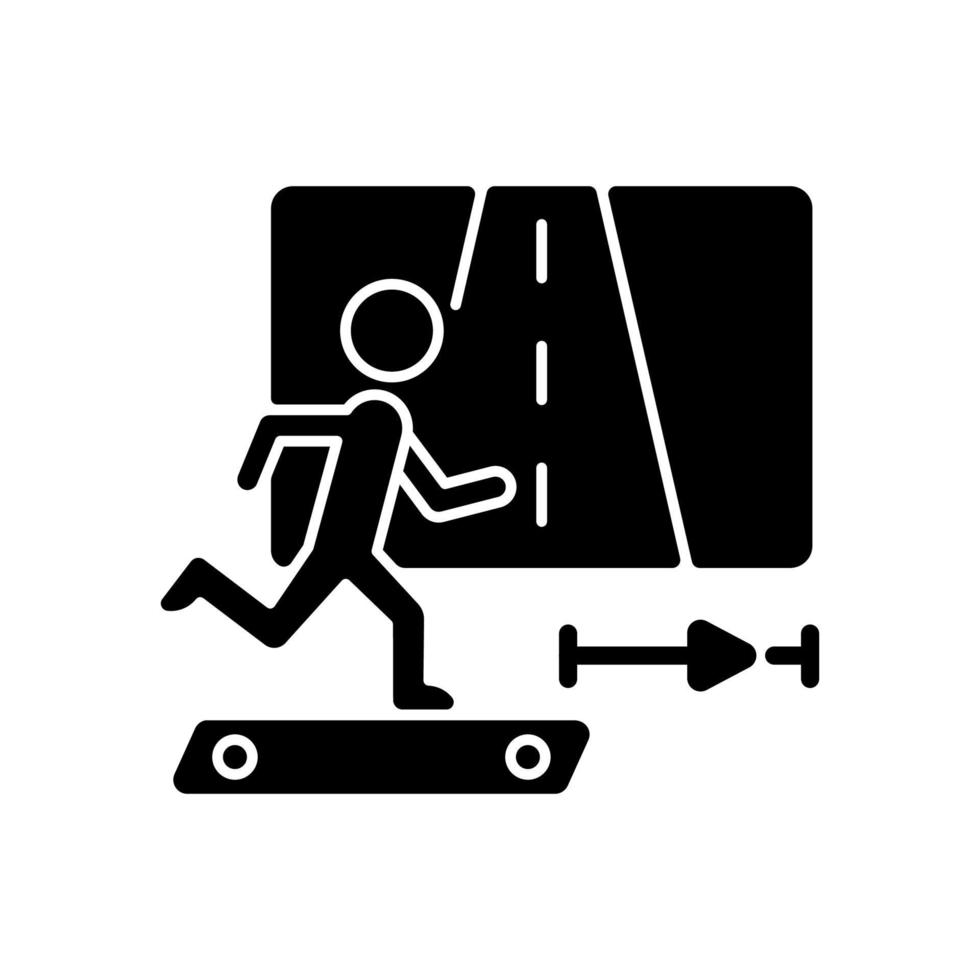 online fitness joggen zwart glyph-pictogram. vector