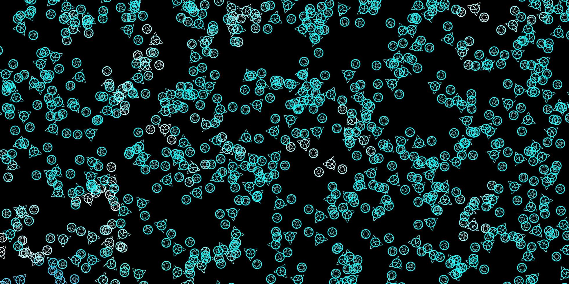 donkerblauwe, groene vectorachtergrond met occulte symbolen. vector