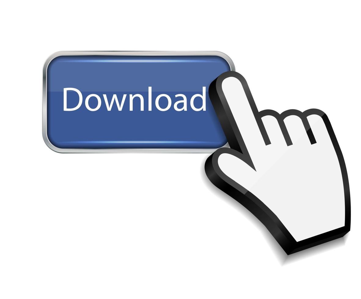 muis handcursor op downloadknop vectorillustratie vector