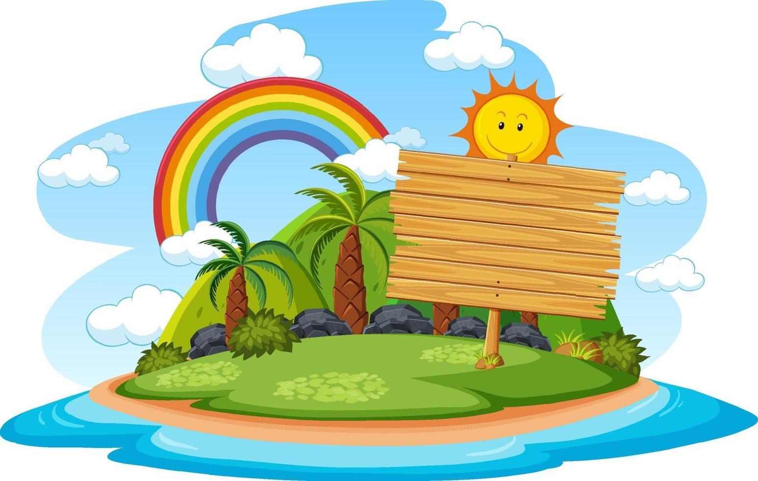 lege houten banner met zomer strand element op witte achtergrond vector