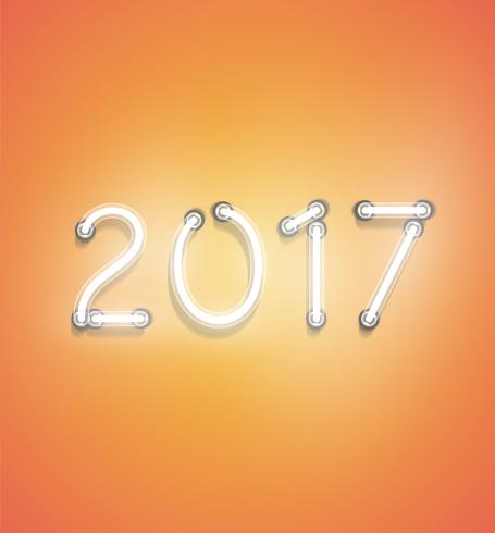 &#39;2017&#39; - Realistisch neonteken, vectorillustratie vector