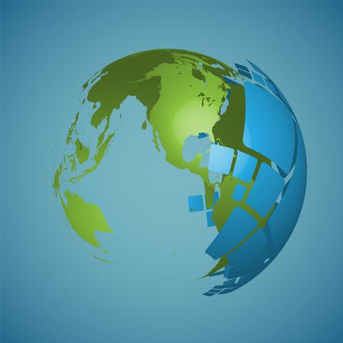 Wereldbol op een blauwe achtergrond, vectorillustratie vector