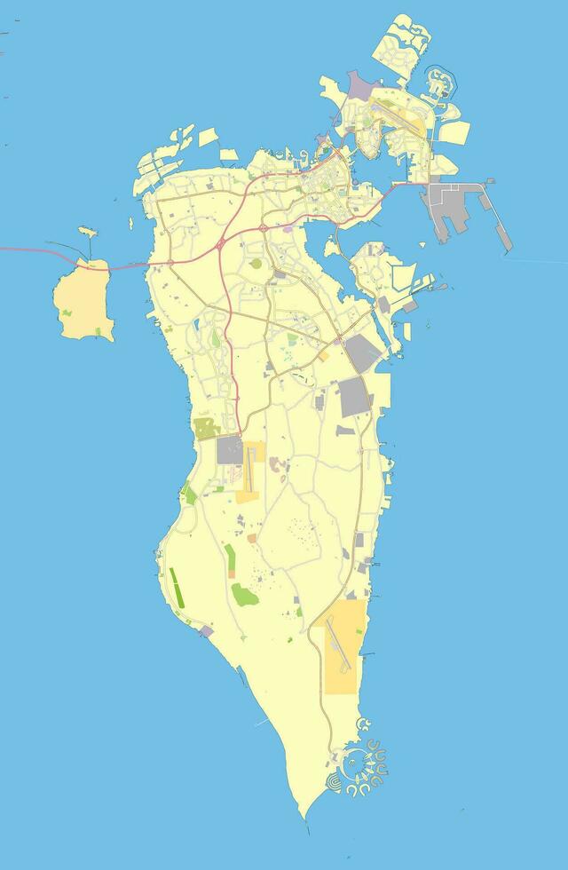 Bahrein kaart met etiketten in Arabisch vector