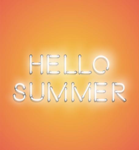 &#39;HELLO SUMMER&#39; - Realistisch neonteken, vectorillustratie vector