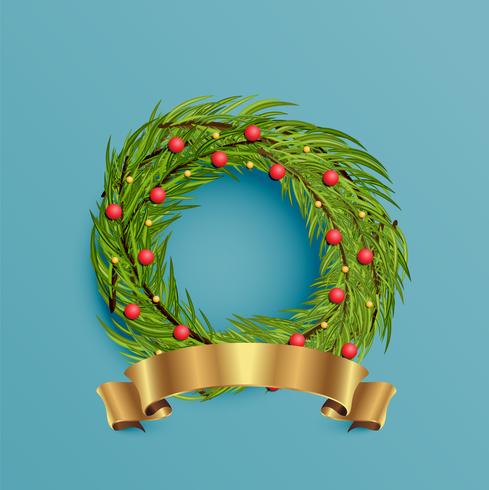 Realistische kroon met gouden lint voor Kerstmis, vectorillustratie vector